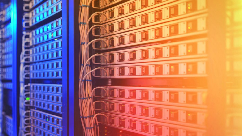 structured cabling network infrastructure installation in commercial server room