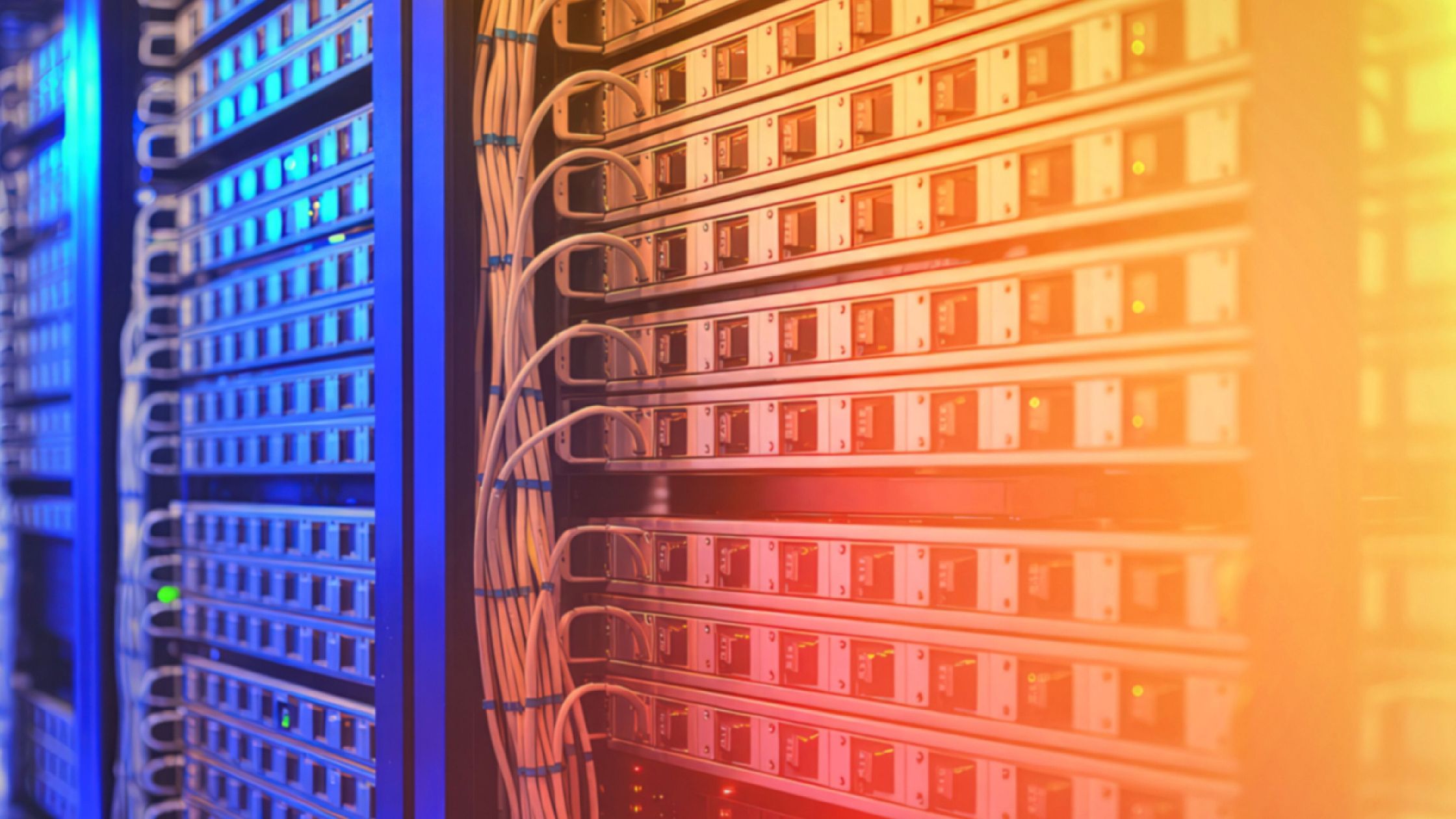 structured cabling network infrastructure installation in commercial server room